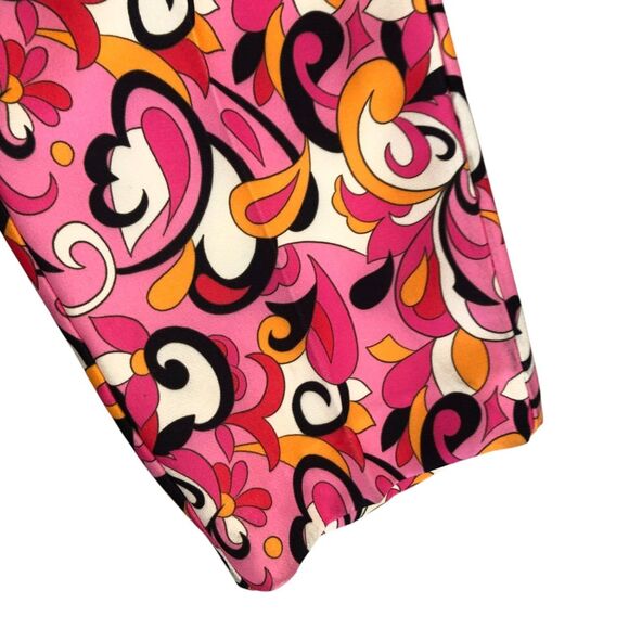 ZARA Pink Paisley High Waist Barbie Retro 60's Summer Trouser Pants Sz M - Picture 5 of 12